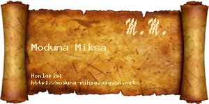 Moduna Miksa névjegykártya